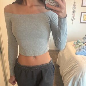Urban Outfitters Gray Off the Shoulder Long Sleeve